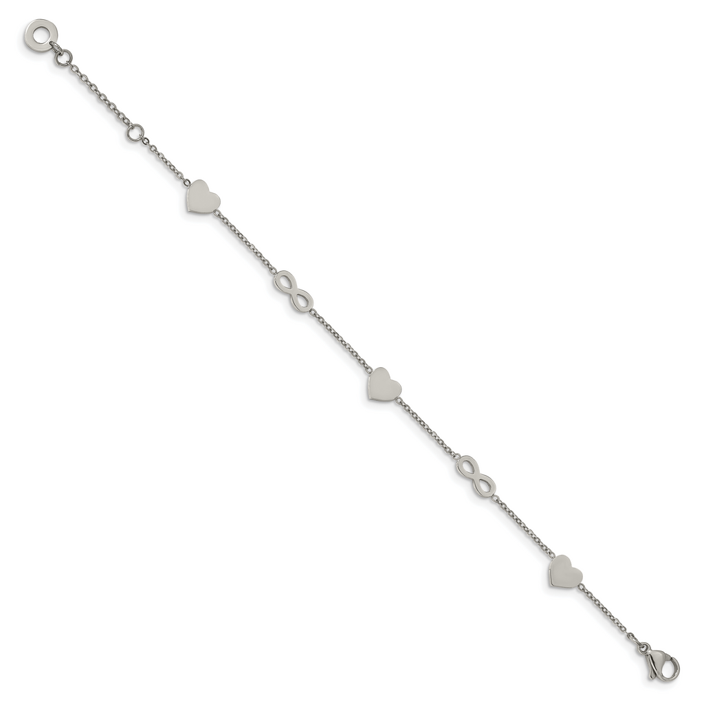Heart & Infinity Bracelet in Stainless Steel