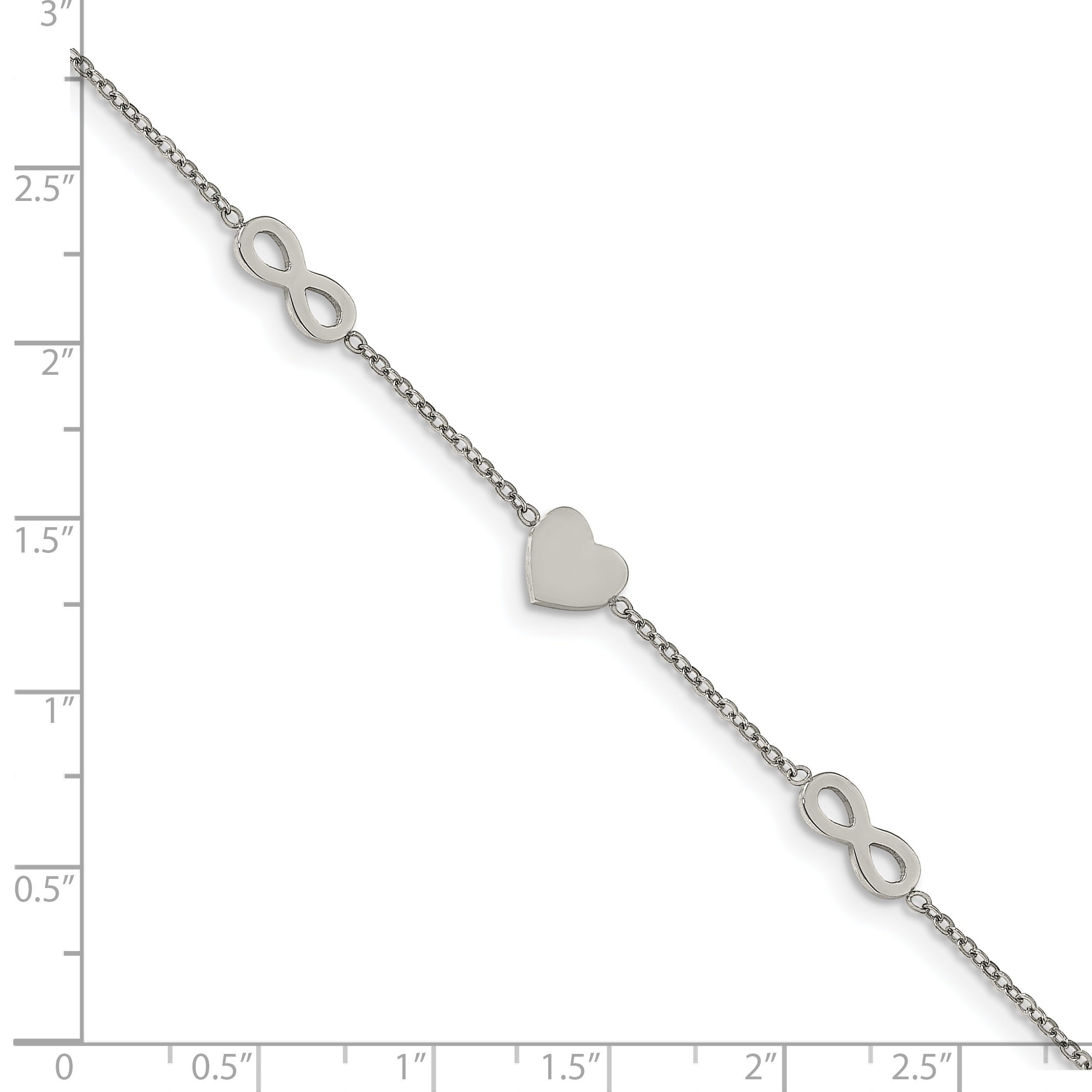 Heart & Infinity Bracelet in Stainless Steel