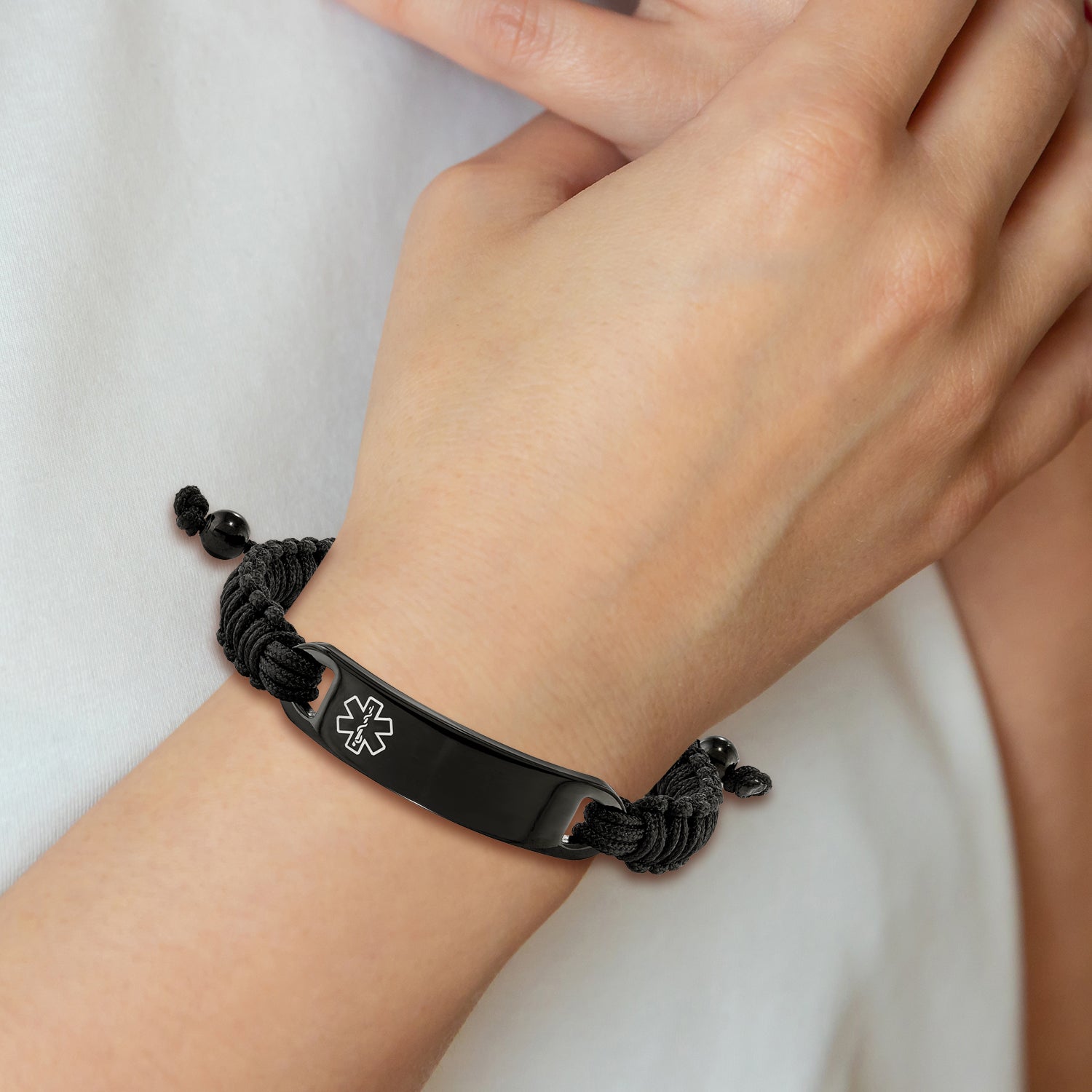Black IP-Plated Medical ID Bracelet in Stainless Steel