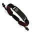 Chisel Stainless Steel Polished Black IP-plated with White Enamel Black and Red Nylon Adjustable Medical ID Bracelet