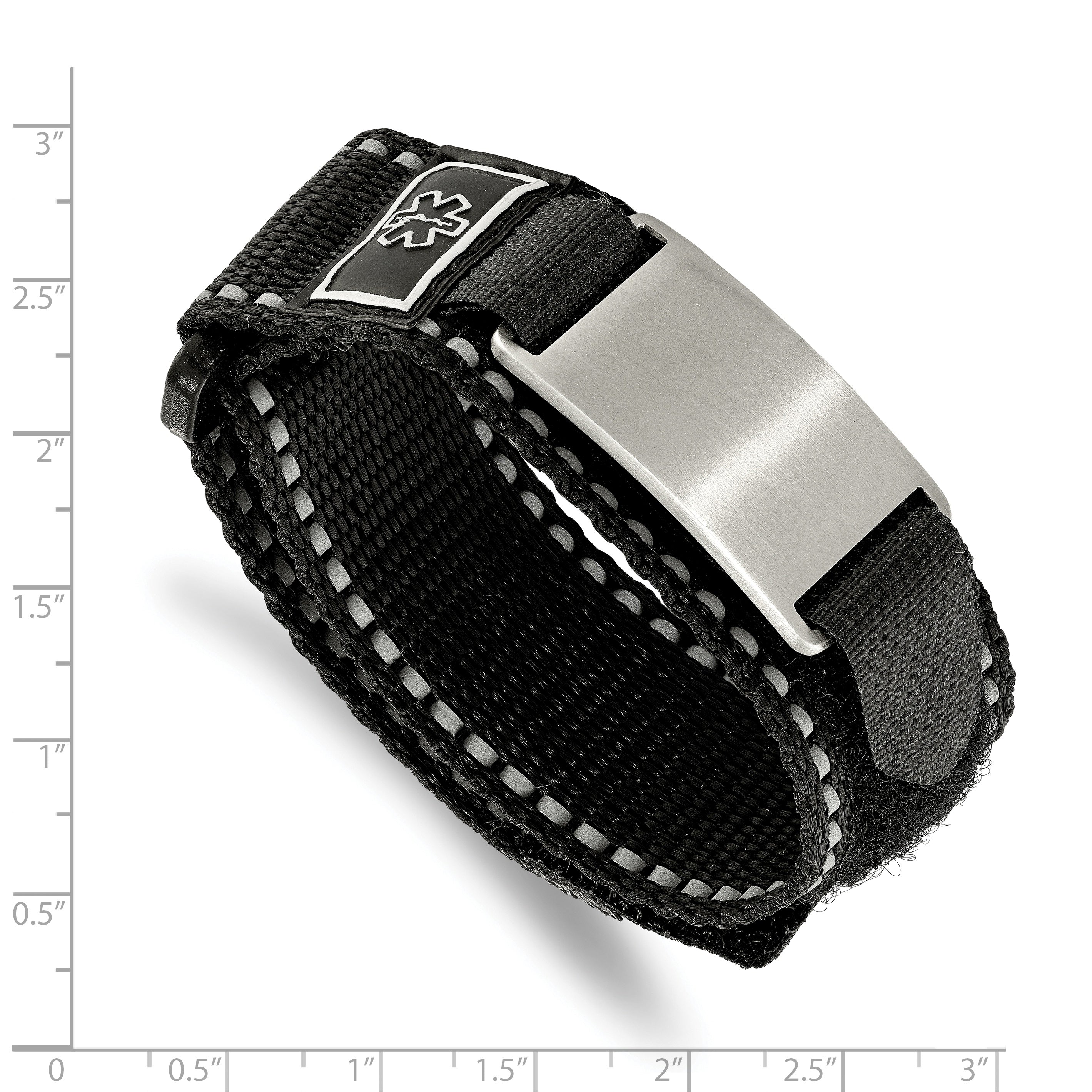 Brushed Medical ID Bracelet in Stainless Steel with Nylon Strap