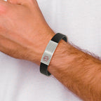 Chisel Stainless Steel Brushed with Red Enamel Black Silicone Stretch Medical ID Bracelet