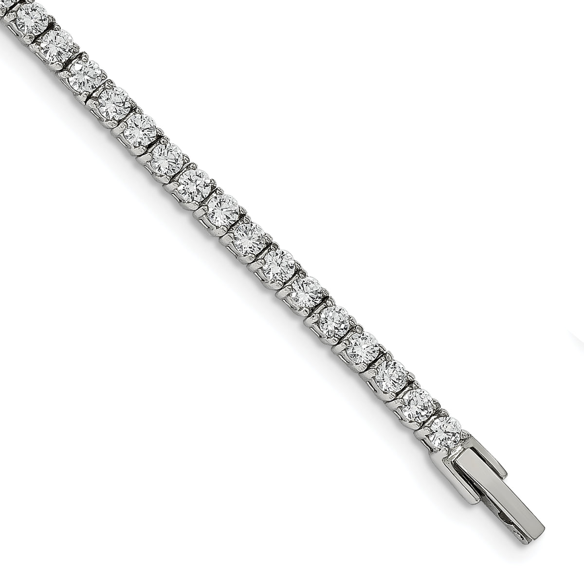 Chisel Stainless Steel Polished CZ 7.5 inch Tennis Bracelet