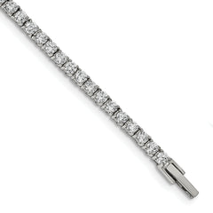 Chisel Stainless Steel Polished CZ 7.5 inch Tennis Bracelet