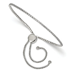 Chisel Stainless Steel Polished CZ Adjustable Bracelet