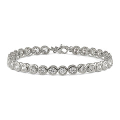 Chisel Stainless Steel Polished Round CZ Link 7 inch Bracelet with 1 inch Extension