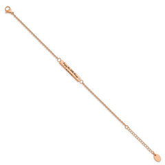 Chisel Stainless Steel Polished Rose IP-plated with CZ LOVE DREAM LAUGH Enjoy the little things 7 inch Bracelet with 1.5 inch Extension