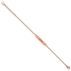 Chisel Stainless Steel Polished Rose IP-plated with CZ LOVE DREAM LAUGH Enjoy the little things 7 inch Bracelet with 1.5 inch Extension