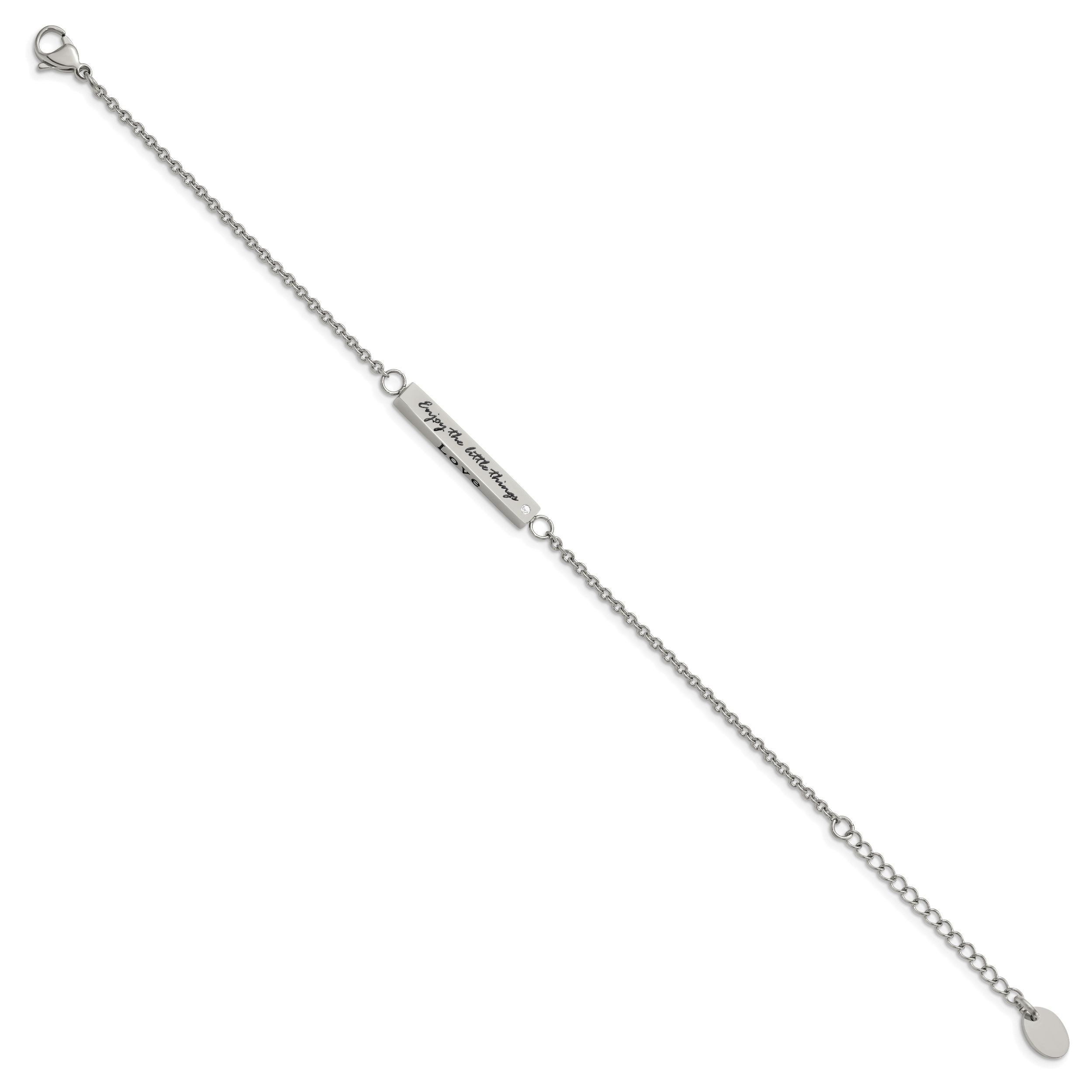 Chisel Stainless Steel Polished with CZ LOVE DREAM LAUGH Enjoy the little things 7 inch Bracelet with 1.5 inch Extension Secondary image