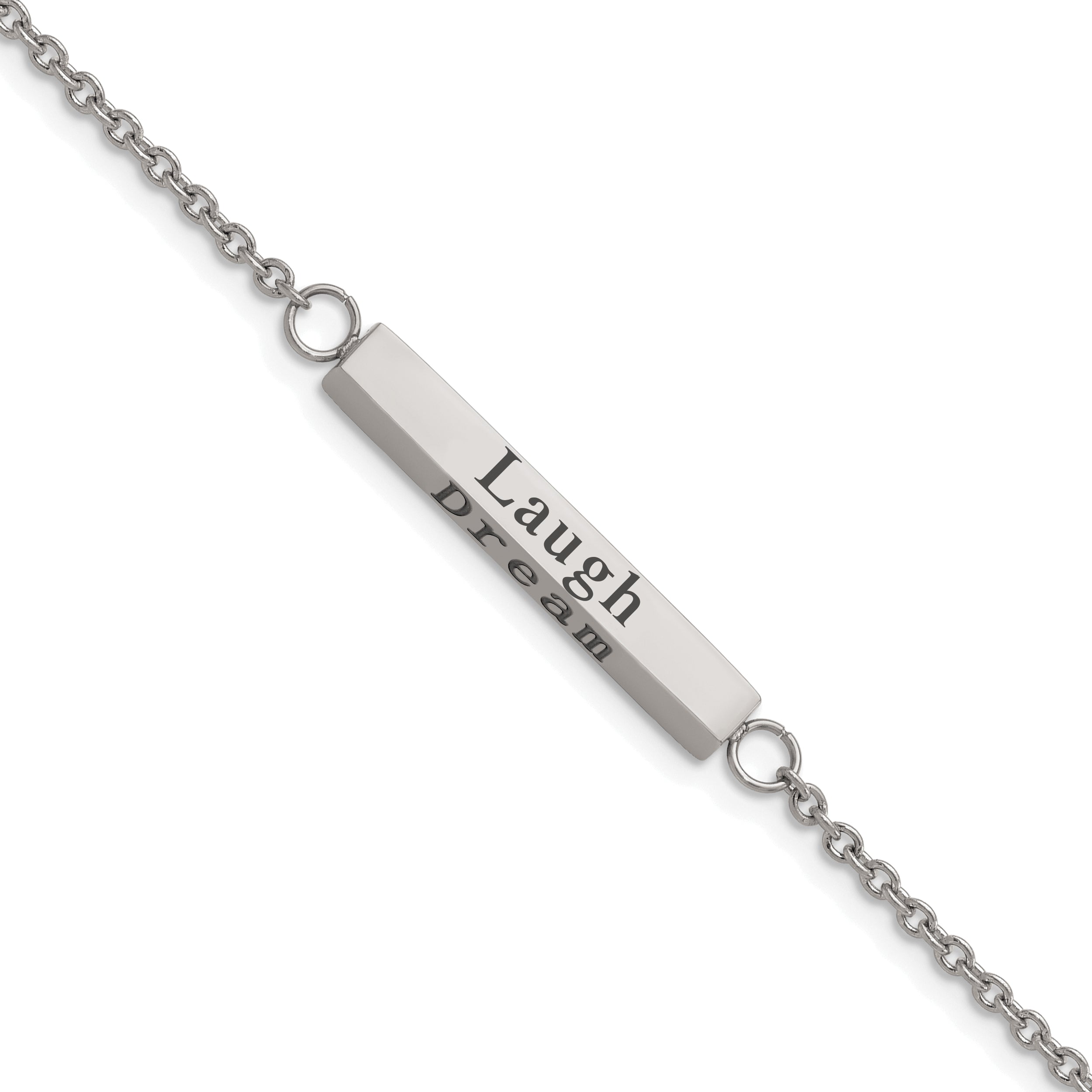 Chisel Stainless Steel Polished with CZ LOVE DREAM LAUGH Enjoy the little things 7 inch Bracelet with 1.5 inch Extension