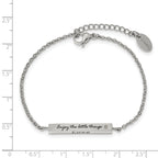 Chisel Stainless Steel Polished with CZ LOVE DREAM LAUGH Enjoy the little things 7 inch Bracelet with 1.5 inch Extension