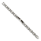 Carbon Fiber Inlay ID Bracelet in Stainless Steel