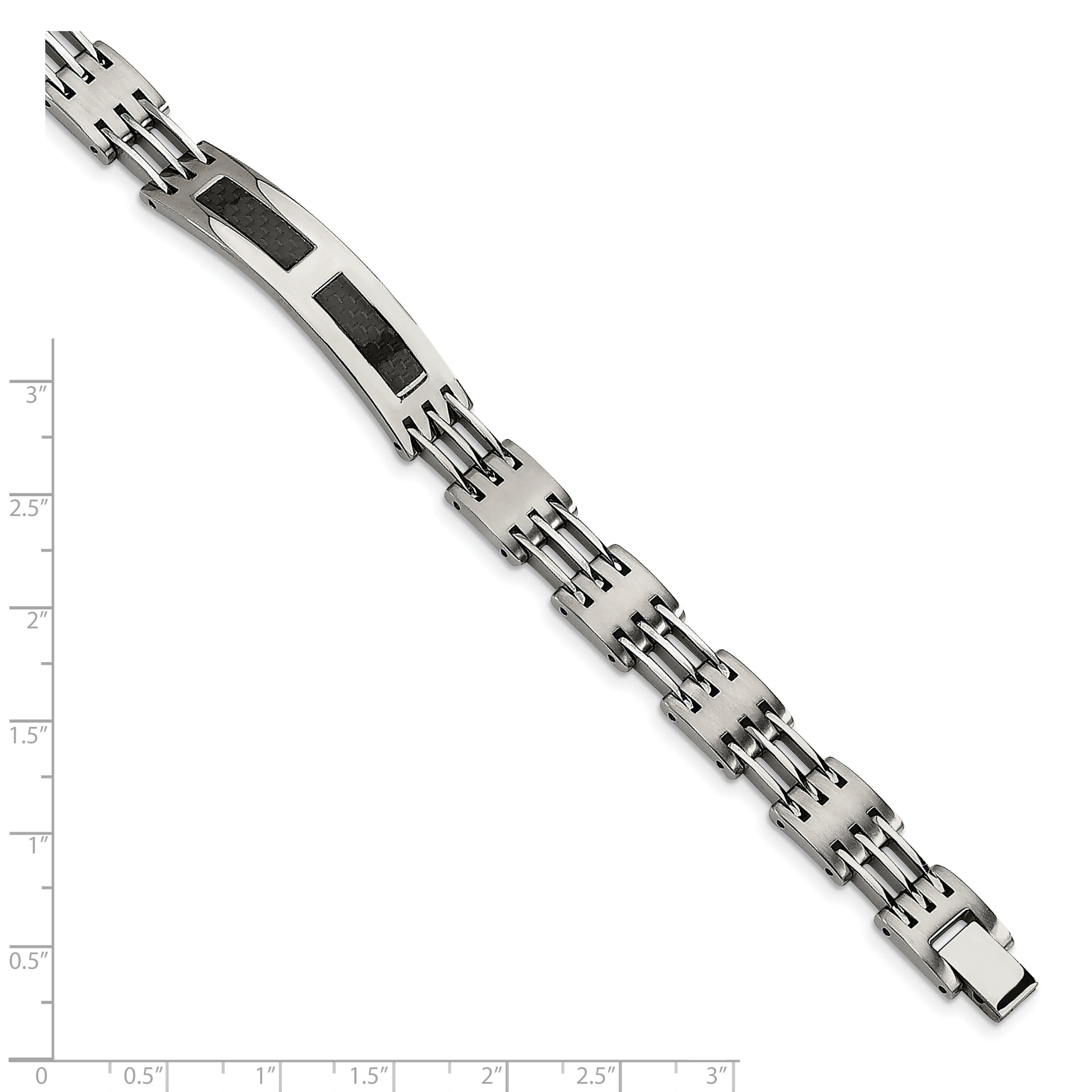 Carbon Fiber Inlay ID Bracelet in Stainless Steel