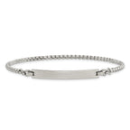 Chisel Stainless Steel Polished Box Chain with Removeable ID Plate 8.5 inch Bracelet