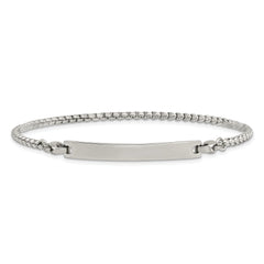 Chisel Stainless Steel Polished Box Chain with Removeable ID Plate 8.5 inch Bracelet