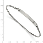 Chisel Stainless Steel Polished Box Chain with Removeable ID Plate 8.5 inch Bracelet