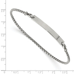Chisel Stainless Steel Polished Box Chain with Removeable ID Plate 8.5 inch Bracelet