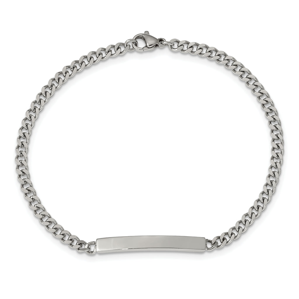 Chisel Stainless Steel Polished Flat Curb Chain 8.5 inch ID Bracelet