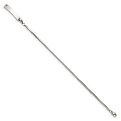 Chisel Stainless Steel Polished Box Chain with Removeable ID Plate 8.5 inch Bracelet