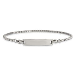 Chisel Stainless Steel Polished Box Chain with Removeable ID Plate 8.5 inch Bracelet