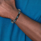 Chisel Stainless Steel Brushed and Polished Black and Blue IP-plated 8.5 inch Link Bracelet