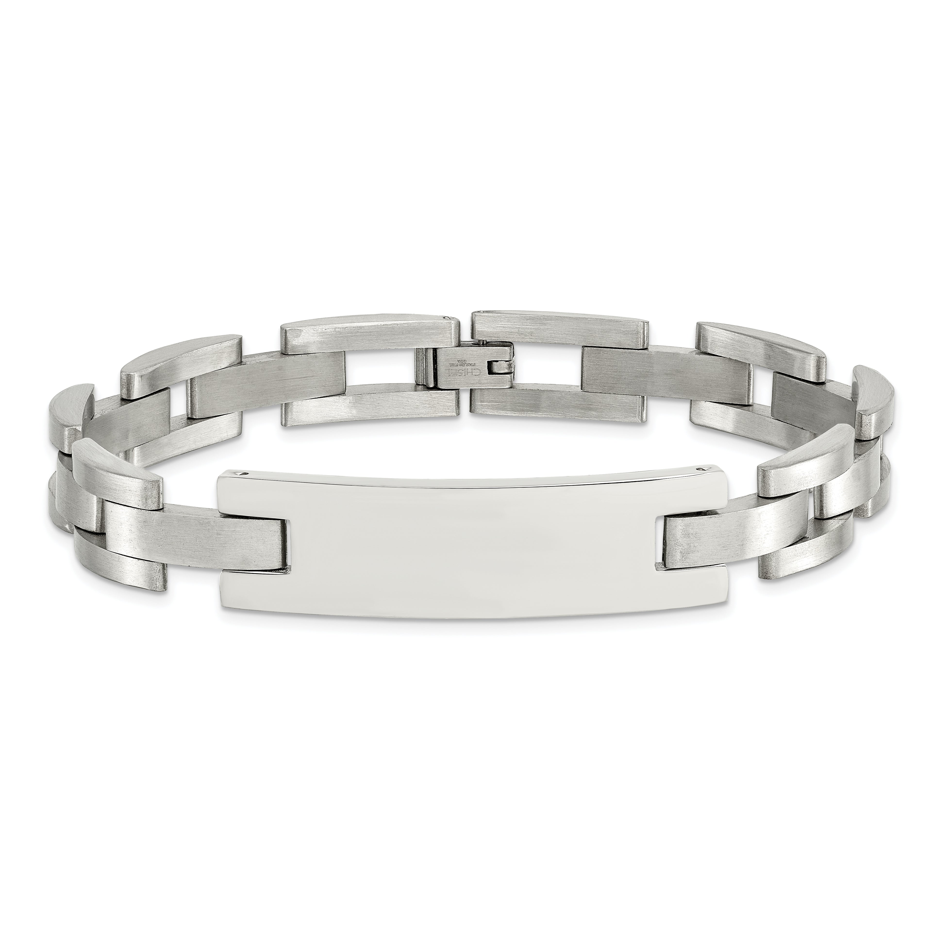 Brushed & Polished ID Bracelet in Stainless Steel