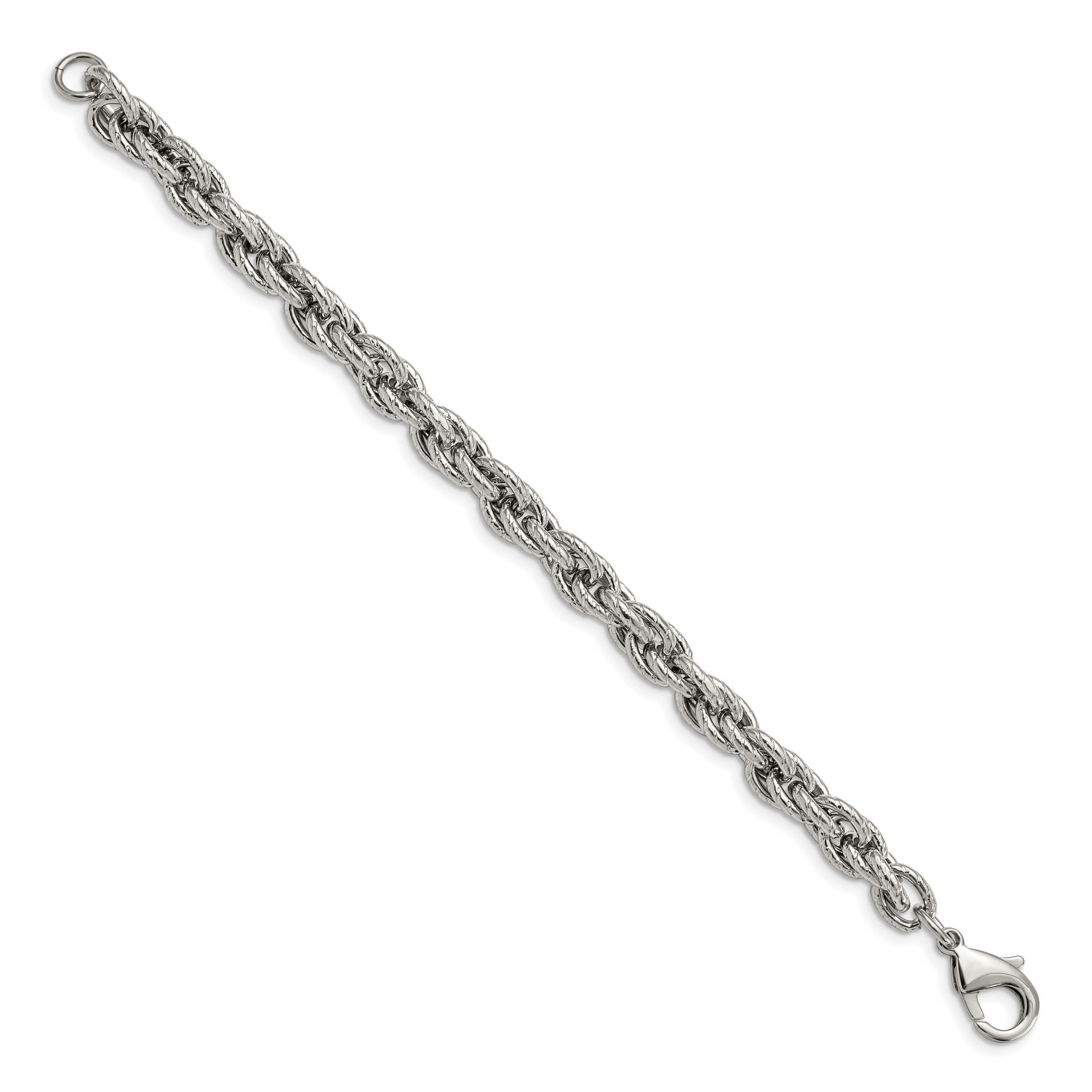 Chisel Stainless Steel Polished and Textured 8 inch Fancy Rope Bracelet Secondary image