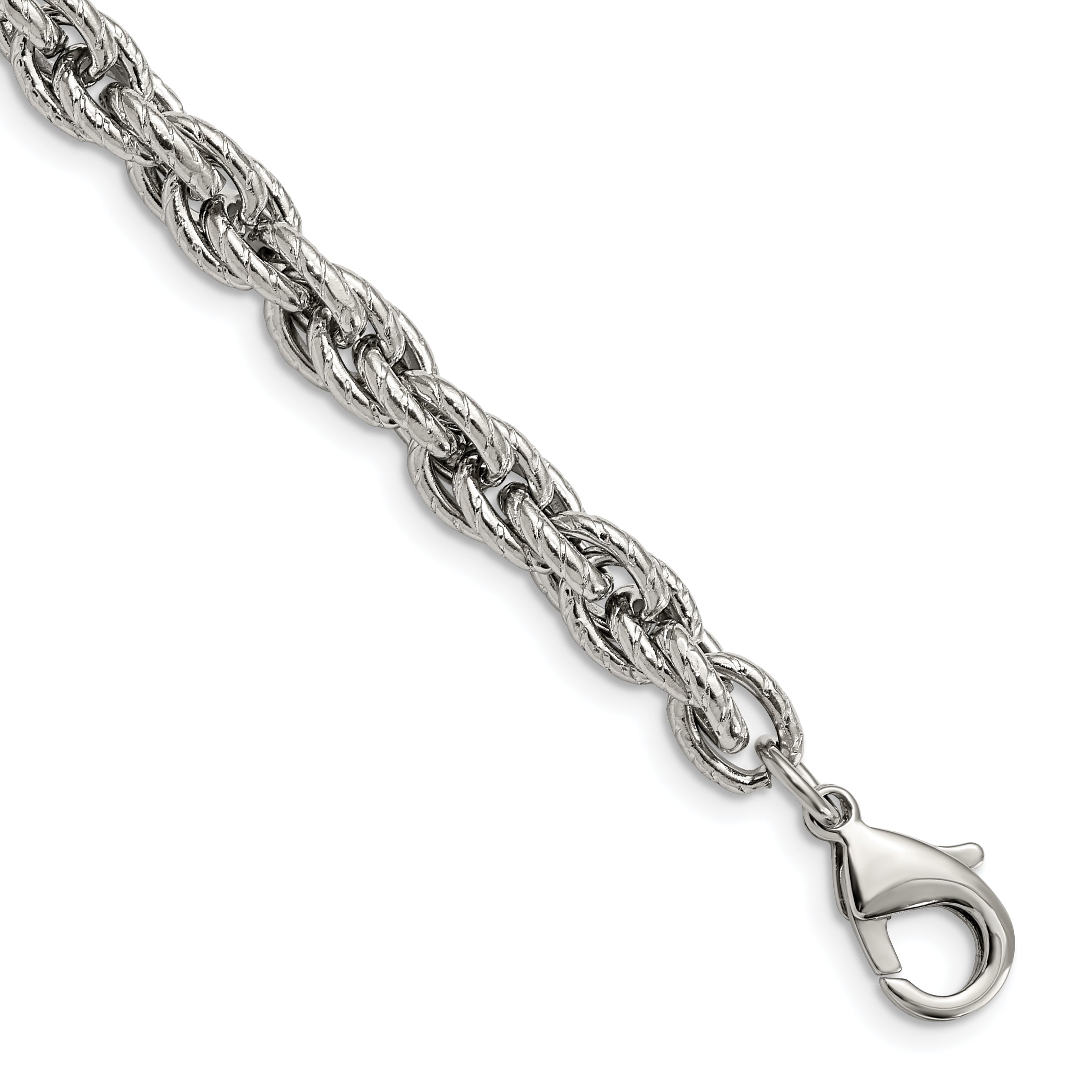 Chisel Stainless Steel Polished and Textured 8 inch Fancy Rope Bracelet Main image