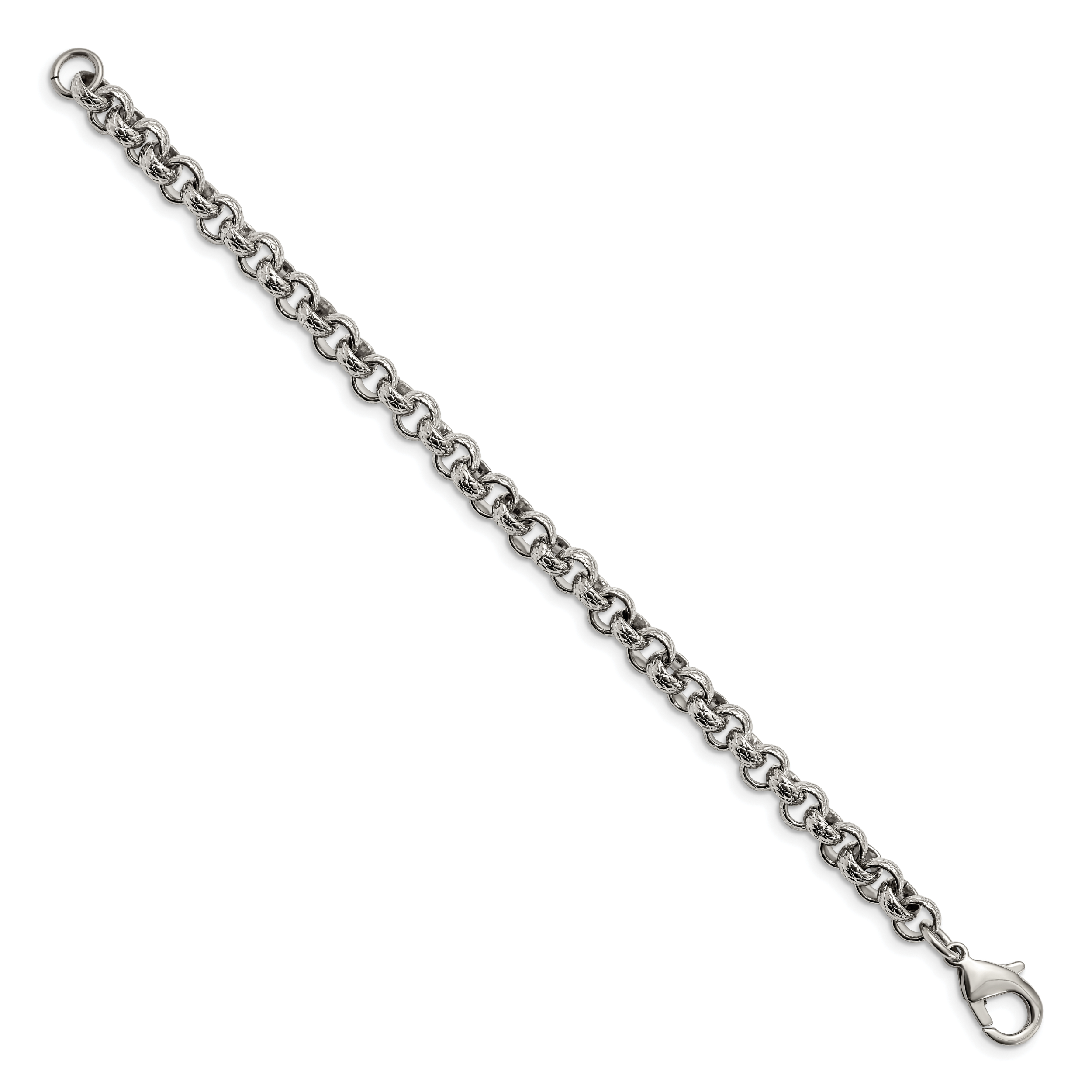Chisel Stainless Steel Polished and Textured 8.25 inch Link Bracelet Secondary image