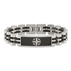 Black IP-Plated Brushed ID Bracelet in Stainless Steel