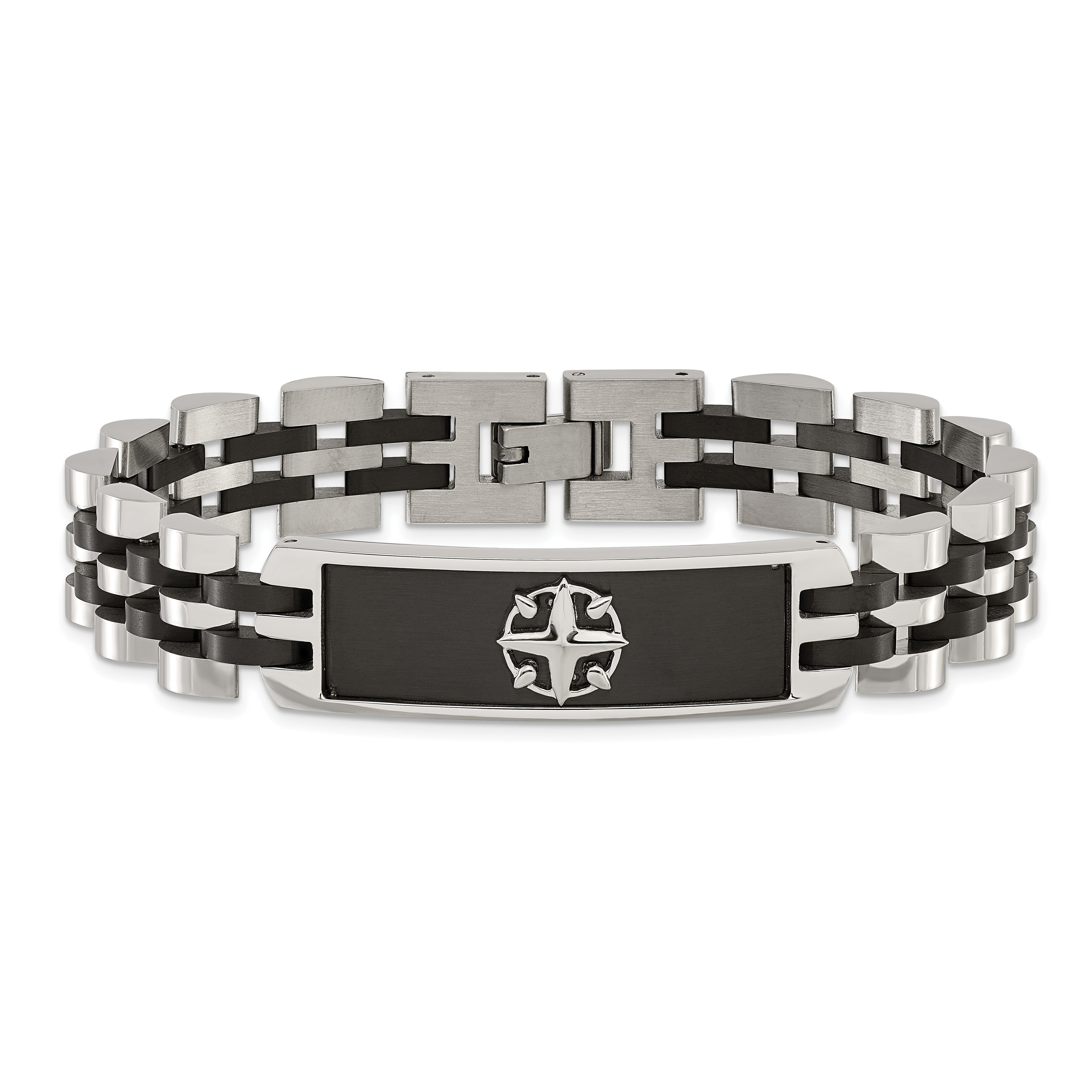 Black IP-Plated Brushed ID Bracelet in Stainless Steel