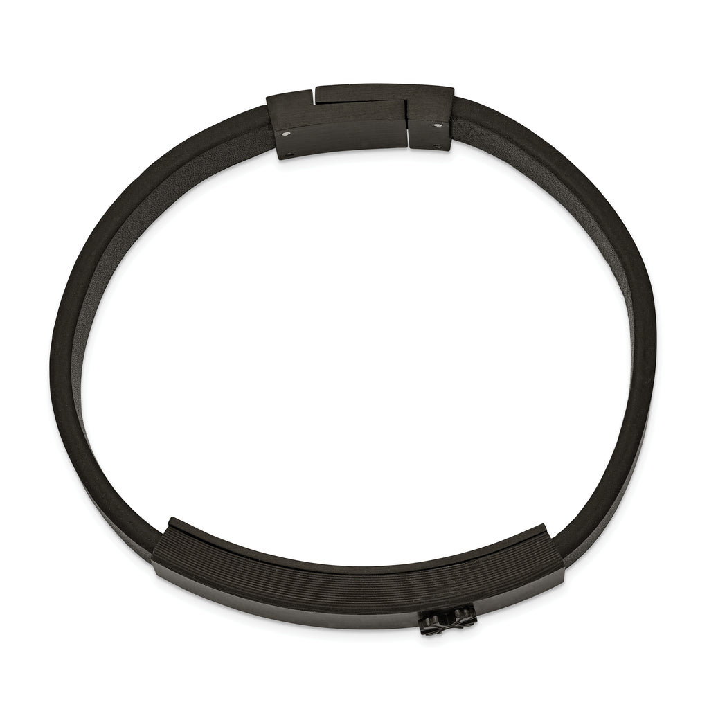 Brushed Bracelet in Black IP Stainless Steel & Carbon Fiber Leather