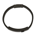 Brushed Bracelet in Black IP Stainless Steel & Carbon Fiber Leather