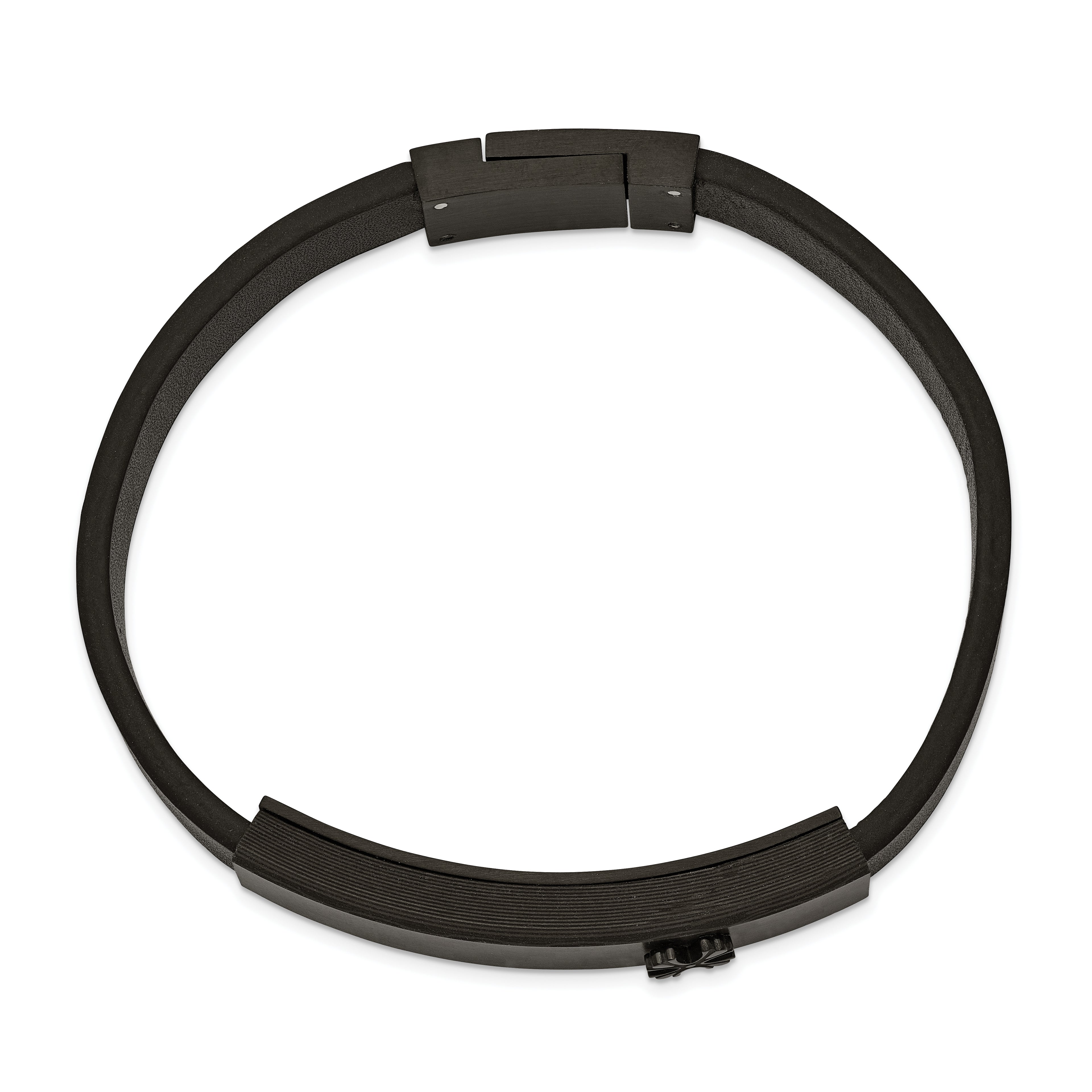 Brushed Bracelet in Black IP Stainless Steel & Carbon Fiber Leather