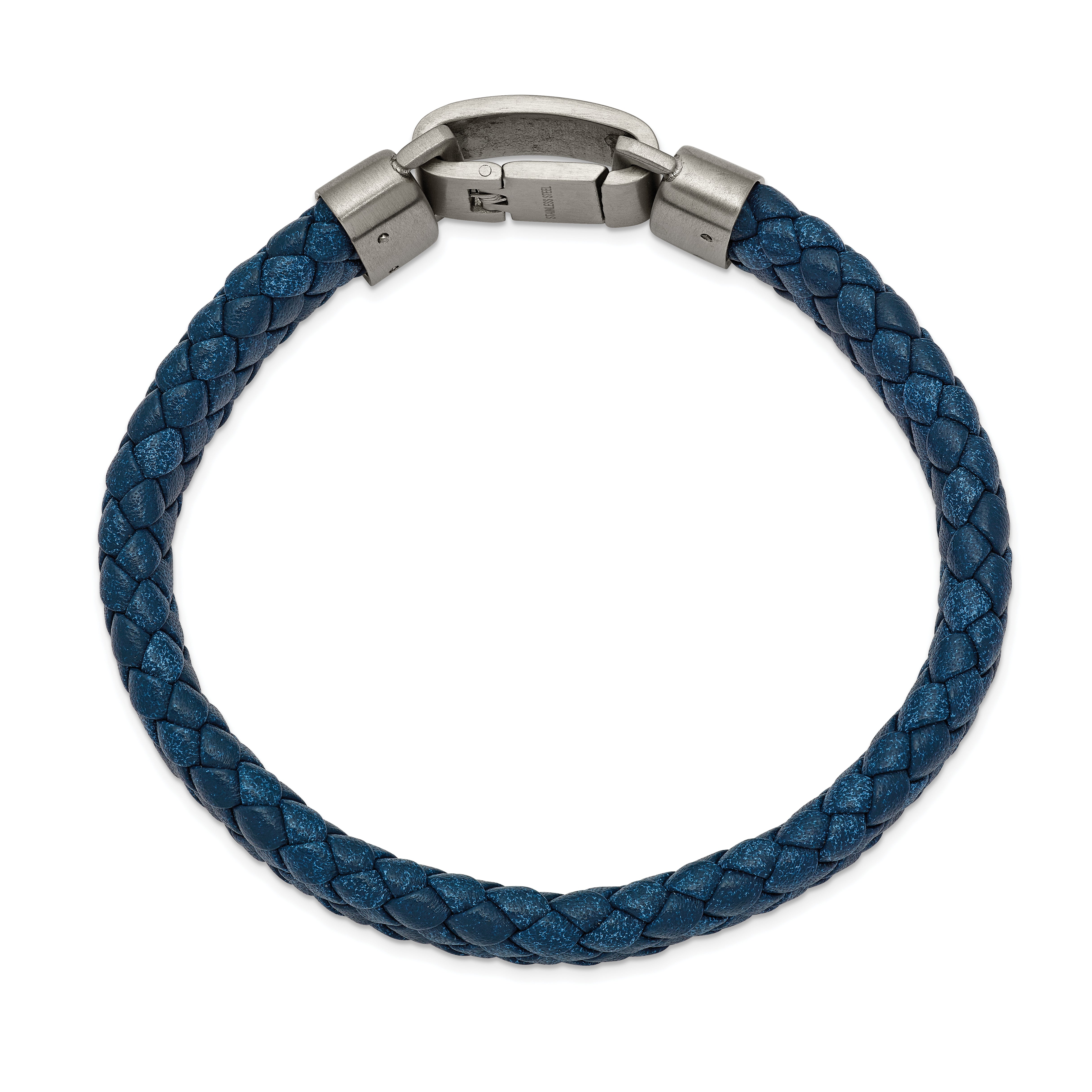 Chisel Stainless Steel Brushed Blue Leather 8.25 inch Bracelet Secondary image