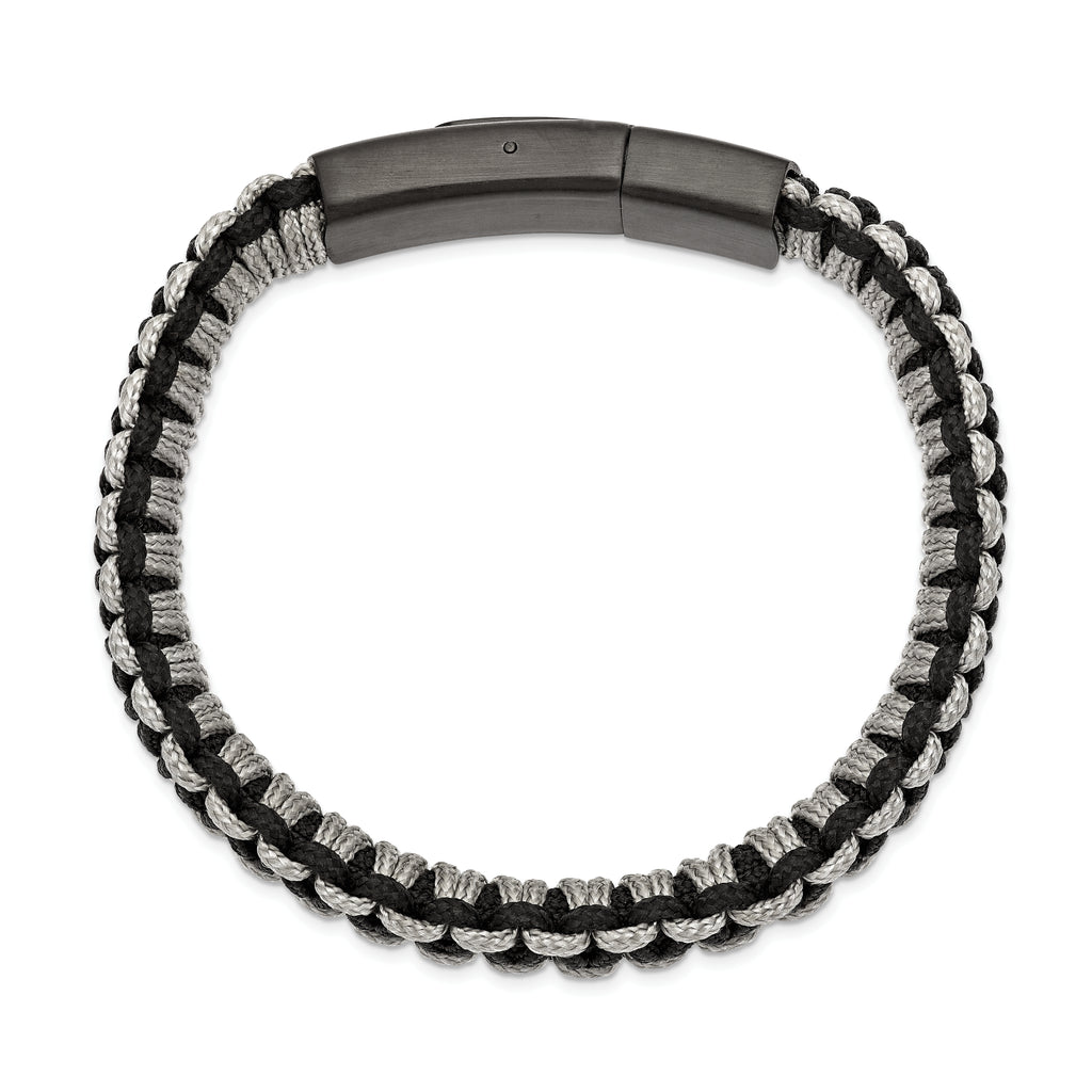 Brushed Bracelet in Black IP Stainless Steel & Nylon