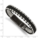 Brushed Bracelet in Black IP Stainless Steel & Nylon