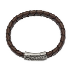 Sword Braided Leather Bracelet in Stainless Steel