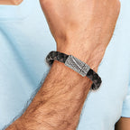 Sword Braided Leather Bracelet in Stainless Steel