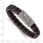 Sword Braided Leather Bracelet in Stainless Steel