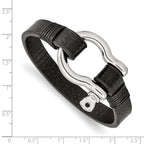 Shackle Bracelet in Stainless Steel with Black Leather