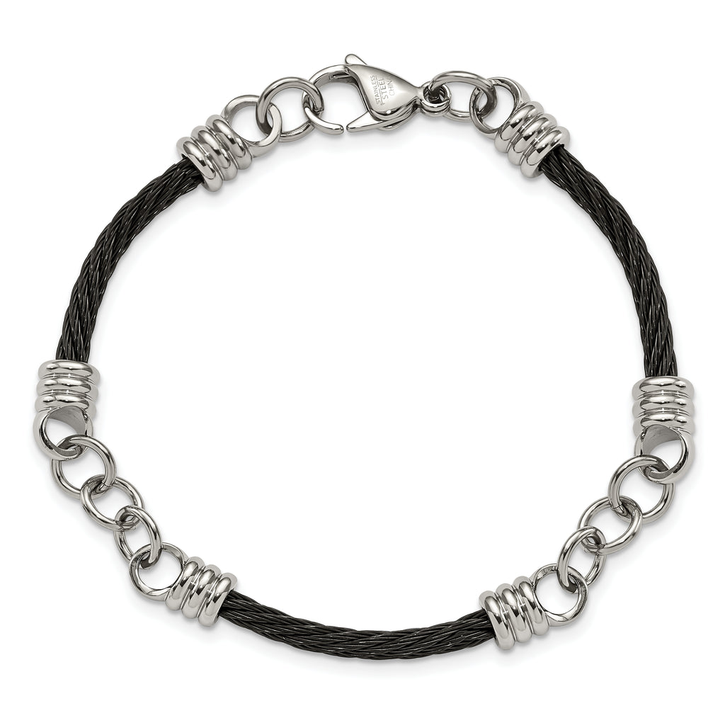 Black IP-Plated Cable Bracelet in Stainless Steel