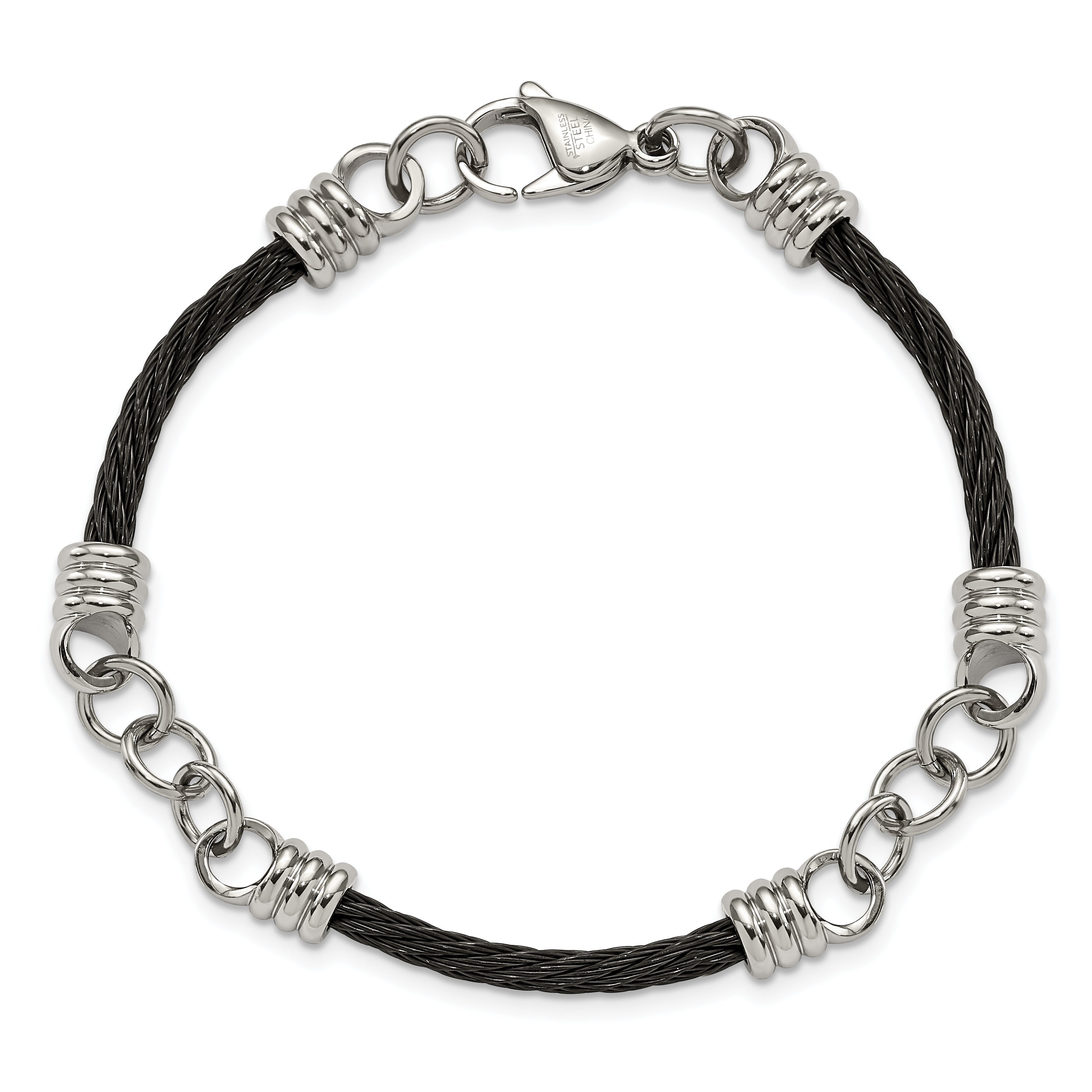 Black IP-Plated Cable Bracelet in Stainless Steel