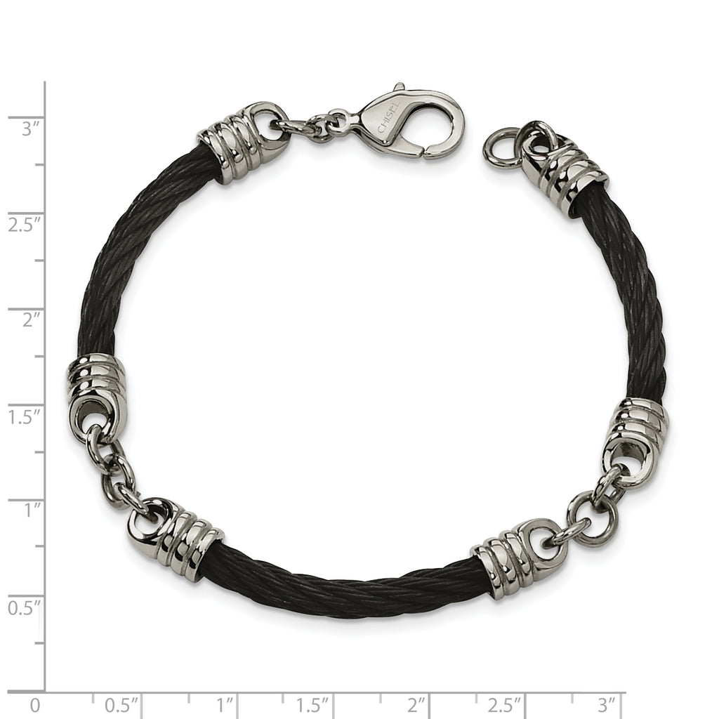Black IP-Plated Cable Bracelet in Stainless Steel
