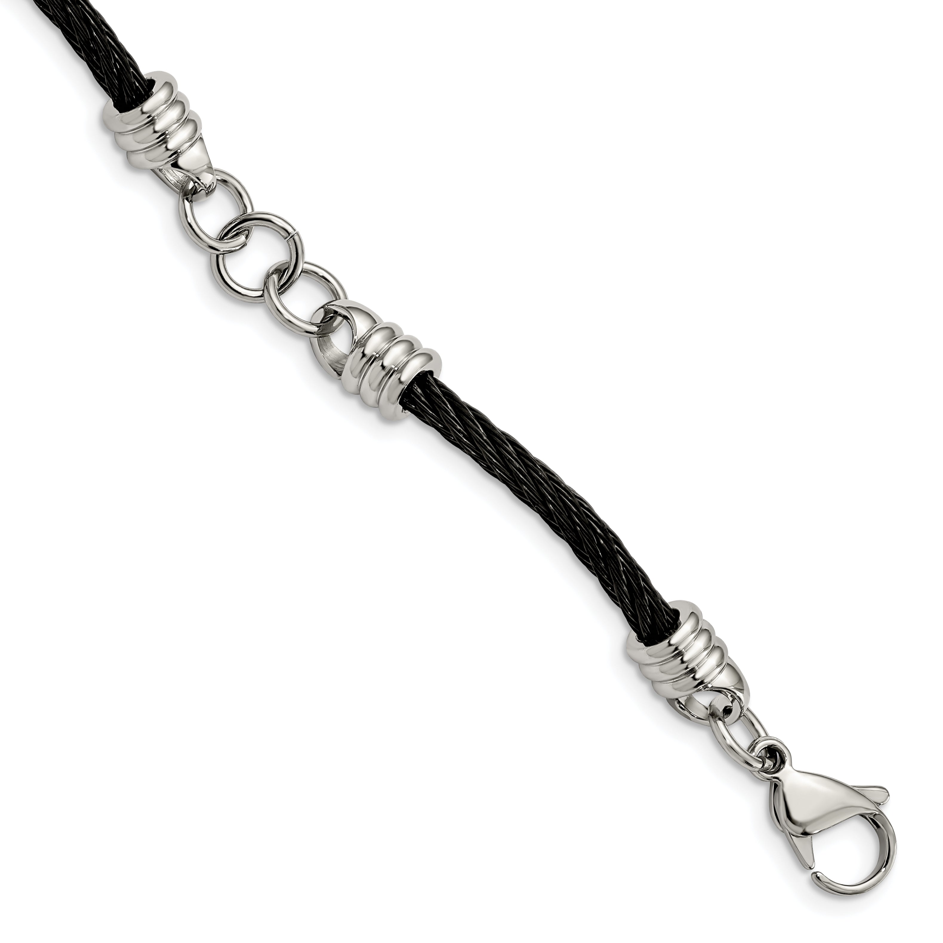 Chisel Stainless Steel Polished Black IP-plated Cable 9 inch Bracelet Main image