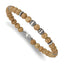 Chisel Stainless Steel Antiqued White Bronze Plated with Grain Stone Beads 8 inch Bracelet with 1 inch Extension