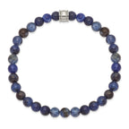 Chisel Stainless Steel Polished 6mm Blue Sodalite Beaded Stretch Bracelet