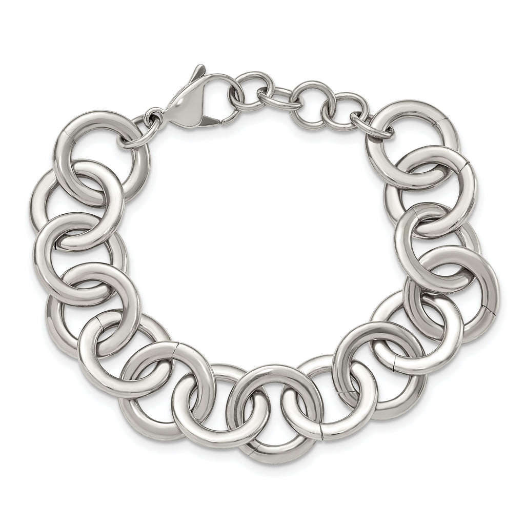 Polished Circle Link Bracelet in Stainless Steel