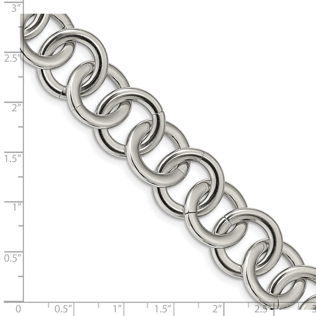 Polished Circle Link Bracelet in Stainless Steel