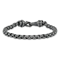 Chisel Stainless Steel Antiqued 8.5 inch Box Chain Bracelet